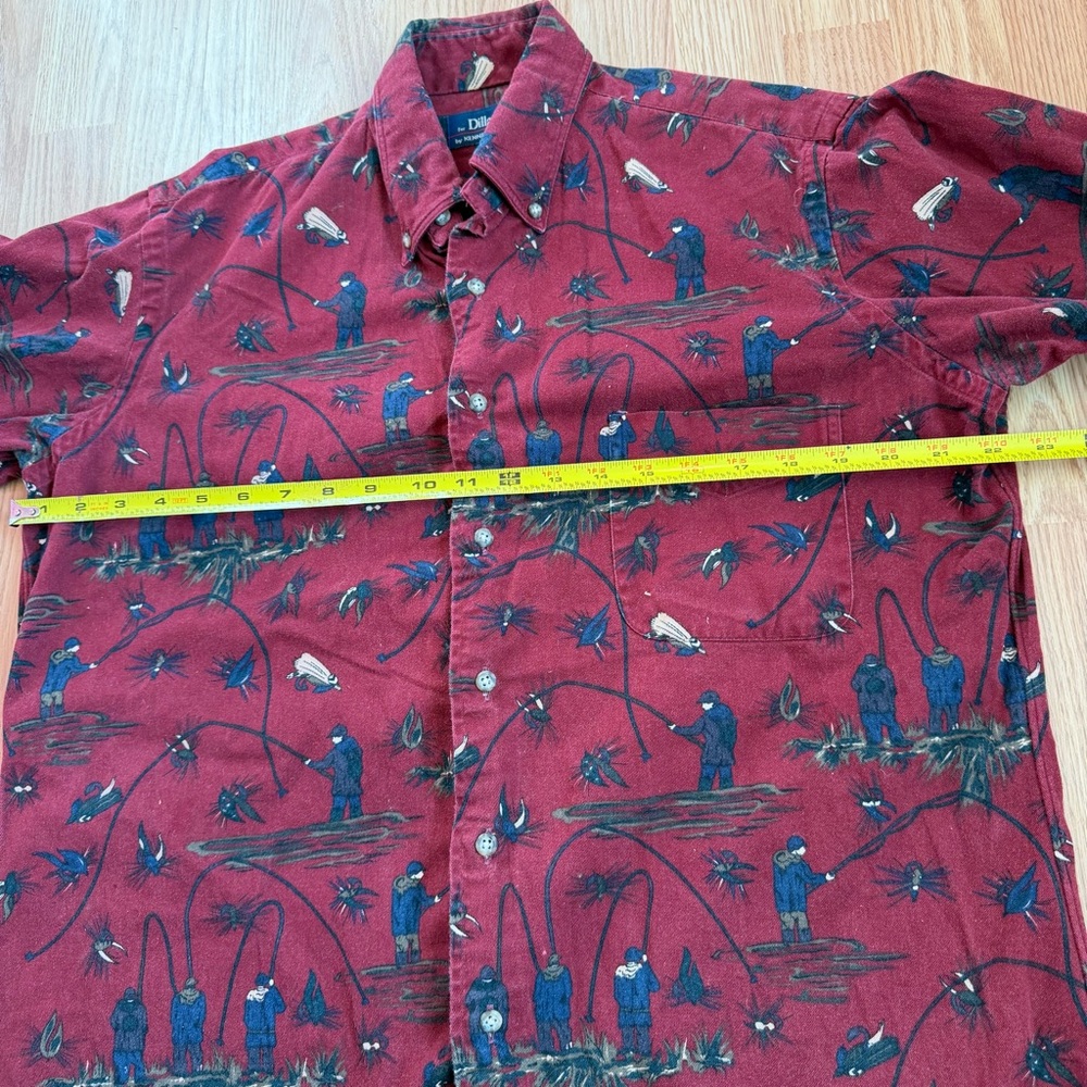 Red Patterned Fishing Men's Shirt - Picture 2 of 4
